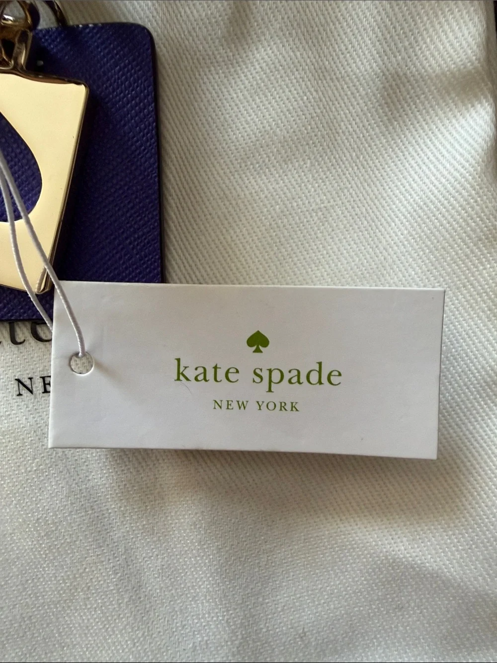kate spade Purple Leather Spade Charm Keychain with Gold Hardware